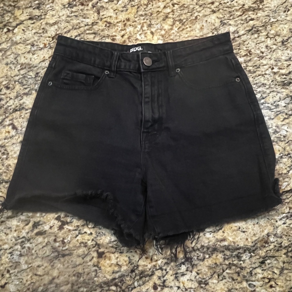 BDG Urban Outfitters Womens High Rise Black Denim Cut Off Shorts Size‎ 28